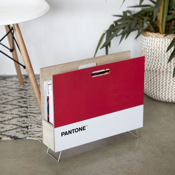 tijdschriftenrek Pantone 38 x 28 x 9 cm hout/metaal rood