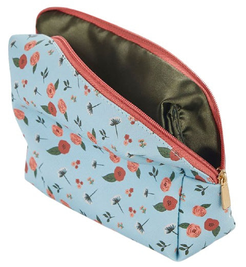 toilettas Bloem dames 12 x 16 x 6 cm polyester blauw