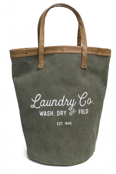 wasmand Vintage 35 liter 50 x 32 cm textiel groen/bruin