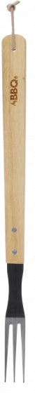 barbecuevork met houten handvat 46 cm zilver