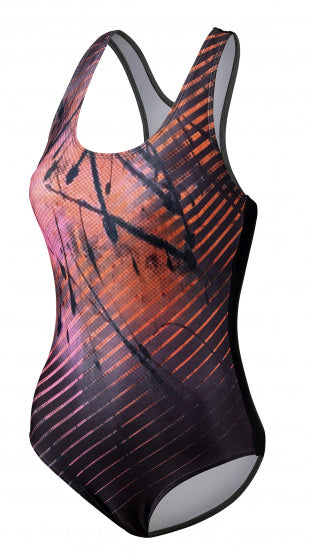 badpak BEactive dames polyamide/elastaan roze/zwart mt 36