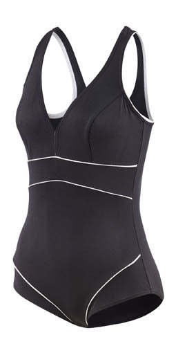 badpak C-cup gevoerd dames polyester zwart maat 44