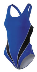 badpak Competition dames polyester zwart/blauw maat 38