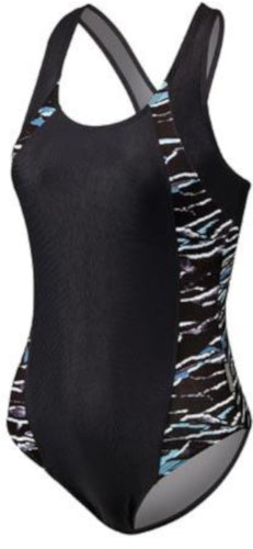 badpak Competition dames polyester zwart/turquoise maat 36