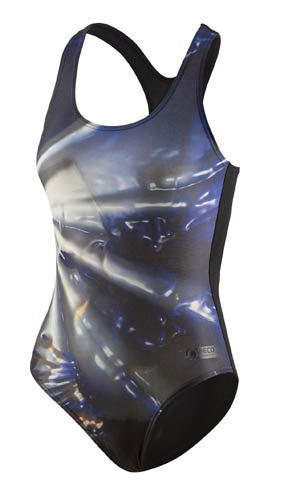 badpak Competition dames polyester zwart/wit/blauw mt 44