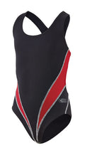 badpak Competition meisjes polyester rood/zwart mt 176