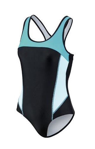 badpak dames polyamide/elastaan zwart/blauw maat 36