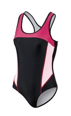 badpak dames polyamide/elastaan zwart/roze maat 36