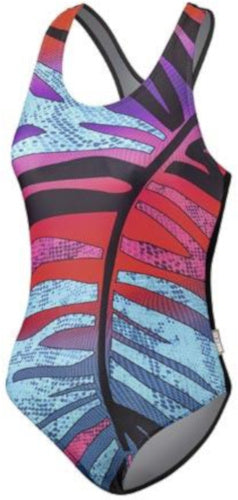 badpak dames polyester/polyamide rood/blauw maat 46