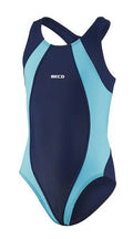 badpak meisjes polyamide/elastaan marineblauw/turquoise mt 116