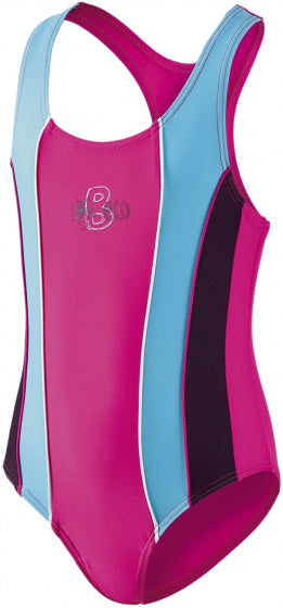 badpak meisjes polyamide/elastaan roze/blauw maat 110