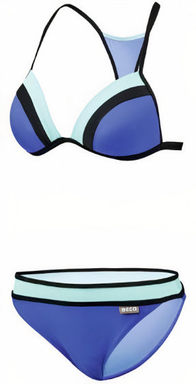bikini B-cup dames polyamide blauw/turquoise maat 38