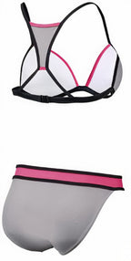 bikini B-cup dames polyamide grijs/roze maat 36