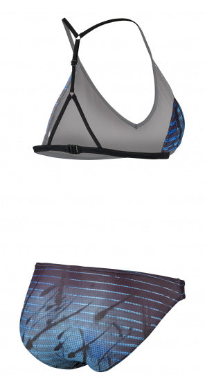bikini B-cup dames polyester/polyamide blauw/zwart maat 34