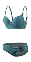 wire-bra bikini C-cup polyamide/elastaan petrolblauw maat 36