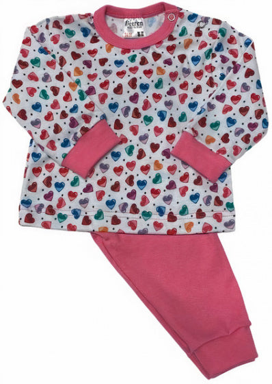 pyjama Hearts meisjes roze/wit  maat 50/56
