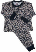 pyjama Luipard meisjes bruin/zwart maat 50/56
