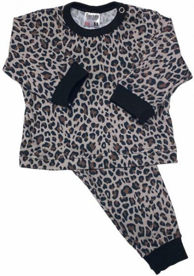 pyjama Luipard meisjes bruin/zwart maat 50/56