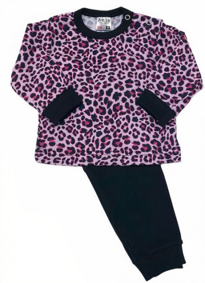 pyjama Panter meisjes roze/zwart maat 50/56