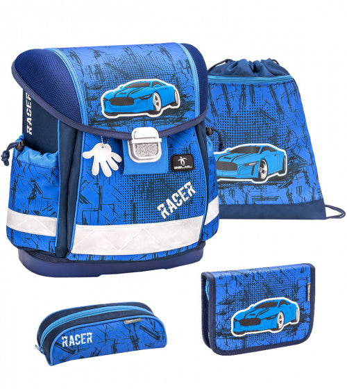 rugzakset Racer 2 junior 19 liter polyester blauw 4-delig