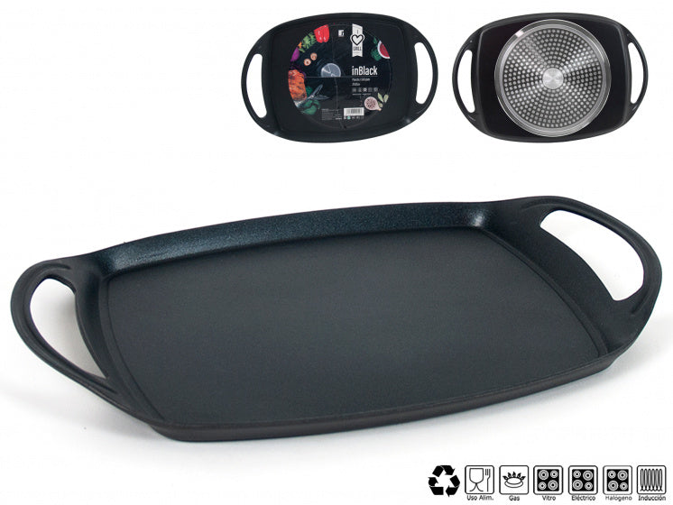 grillpan In Black 36 x 24 x 3 cm aluminium matzwart
