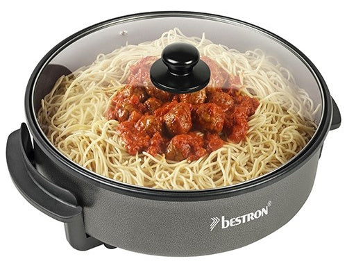 elektrische hapjespan 1500W 40 cm RVS zwart