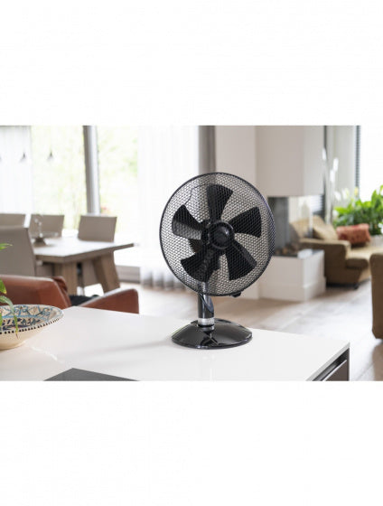 tafelventilator 35 cm 3 standen 80° rotatie 45W zwart