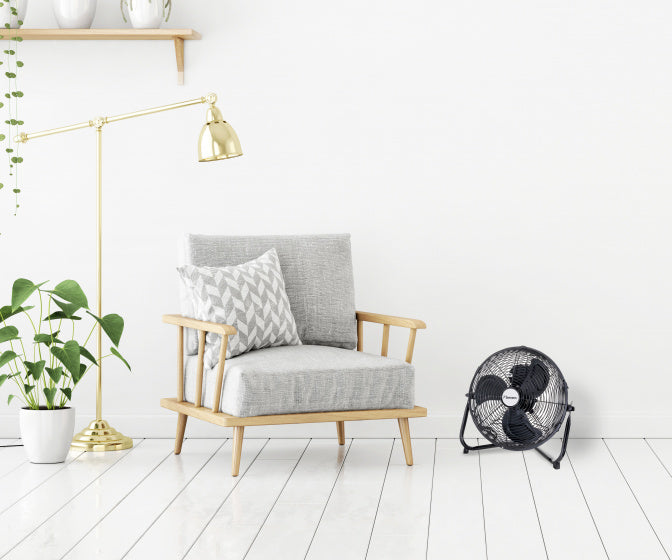 vloerventilator Retro 35 cm 3 standen 55W zwart