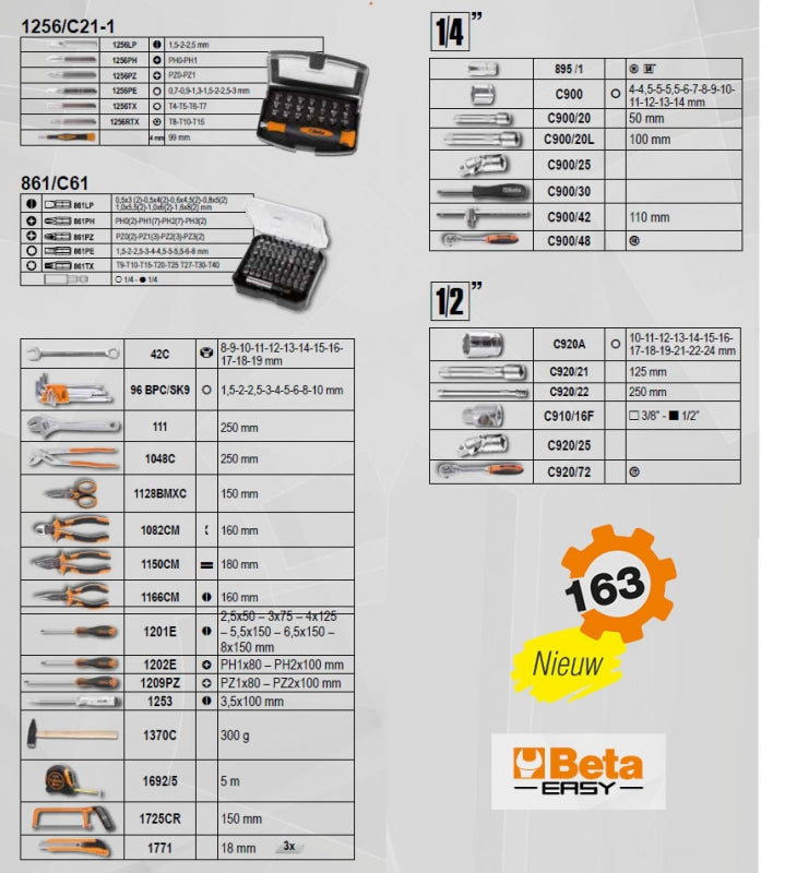 Beta Gereedschapskoffer incl. 163-delig assortiment