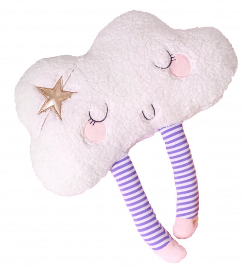 decoratiekussen junior 35 cm polyester wit/paars