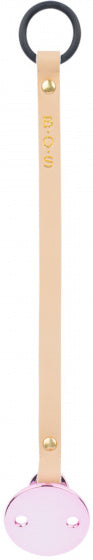 fopspeenketting meisjes leer beige/roze