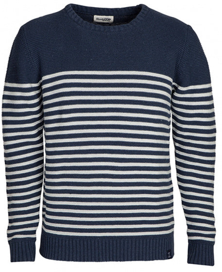 sweater Breton heren denim navy/wit maat XXL