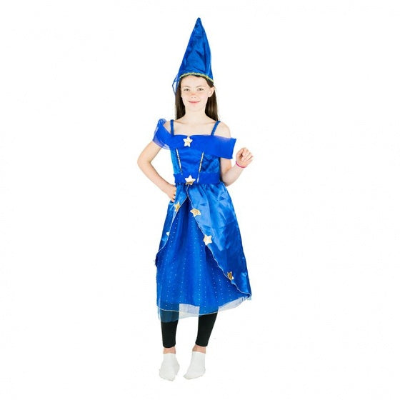 prinsessenjurk met muts blauw meisjes 6-8 jaar