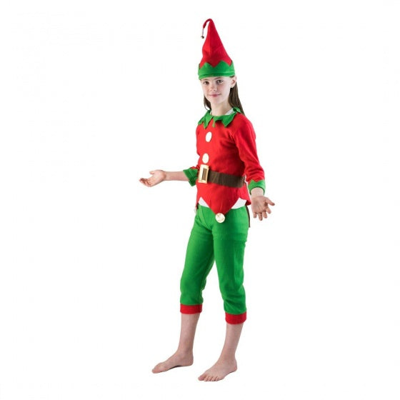 verkleedkostuum elf meisjes rood/groen 4-6 jaar