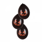 ballonnen Creepy Pumpkin 25 cm latex zwart/oranje 6 stuks