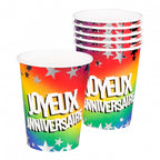 feestbekers Joyeux Anniversaire 250 ml papier 6 stuks