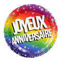 feestborden Joyeux Anniversaire 18 cm papier 6 stuks