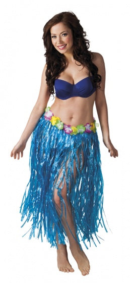 Hawaiirok blauw met bloemenrand