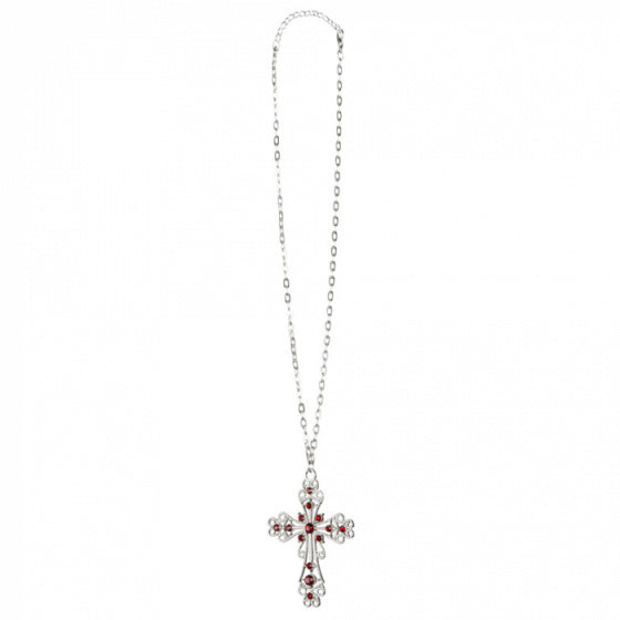 ketting Garnet Cross zink zilver one-size