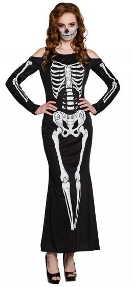 kostuum Mrs Bones dames polyester zwart maat M
