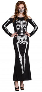 kostuum Mrs Bones dames polyester zwart maat M