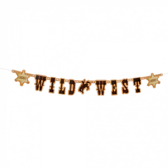 letterslinger "Wild West' 110 cm papier bruin