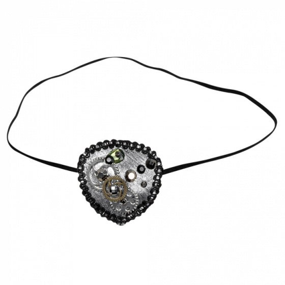 ooglapje Steampunk polyester/ijzer zilver