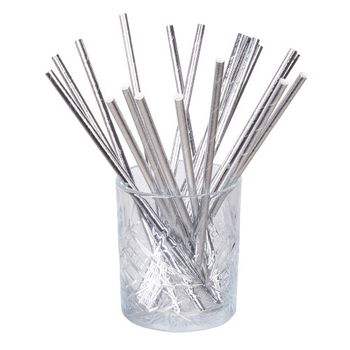 rietjes 20 cm papier zilver 20 stuks