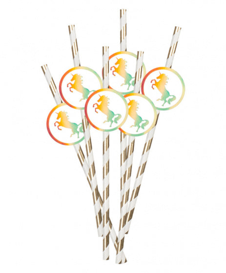Boland papieren rietjes unicorn set a 6 stuks