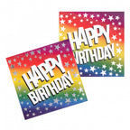 servetten Happy Birthday sterren 33 cm papier 12 stuks