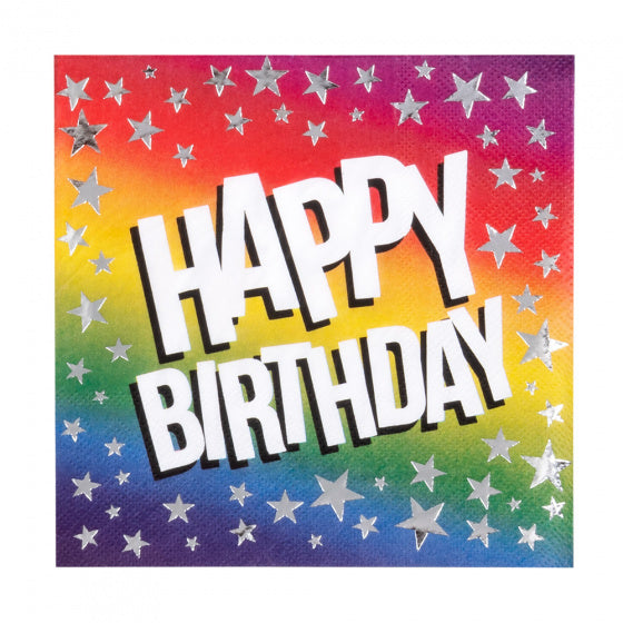 servetten Happy Birthday sterren 33 cm papier 12 stuks