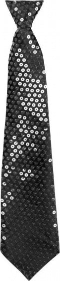 stropdas glitter unisex 40 cm polyester zwart