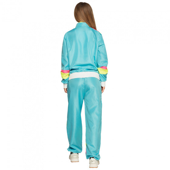 trainingspak Retro Babe dames polyester blauw/geel maat L