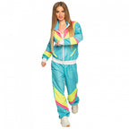 trainingspak Retro Babe dames polyester blauw/geel maat L